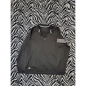 Adidas Jacket Men Large Black Climalite Soccer 1/4 Zip Pullover Jacket